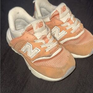 New Balance Kids' Peach and White Sneakers